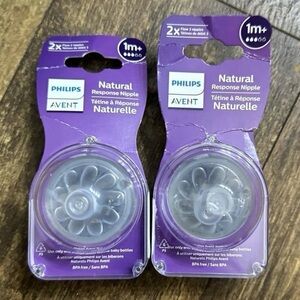 Brand new Philips avent 1m+ natural response bottle nipple pack of 2